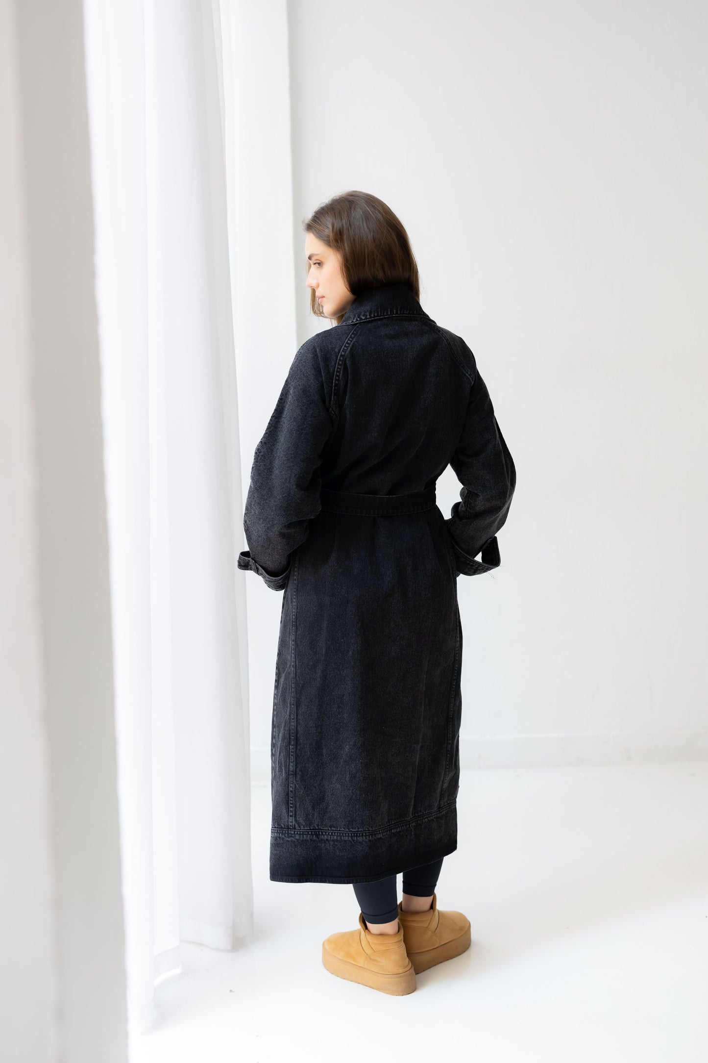 Neat-Fit Denim Coat - Ash Black