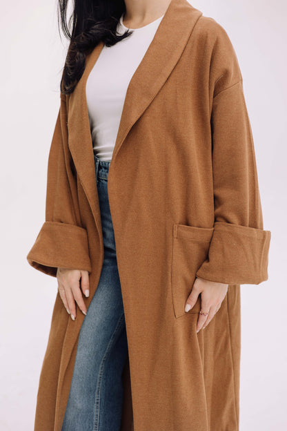 Cardigan Coat - Caramel Brown