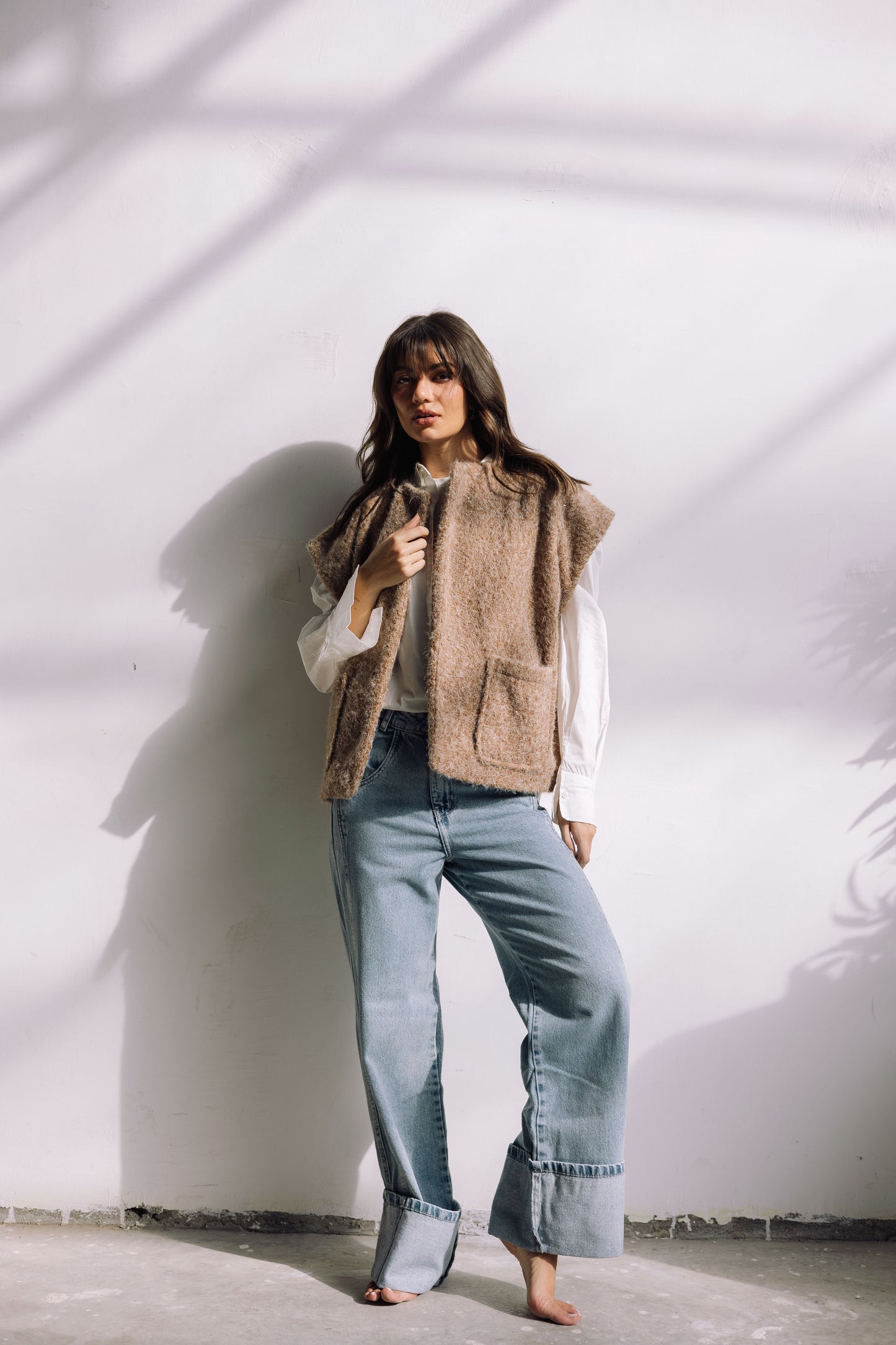 Shimmer Base Edit Vest - Mocha