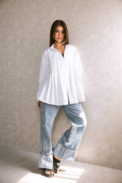 Pleated Top - White