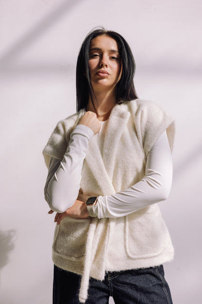 Shimmer Base Edit Vest - Off White