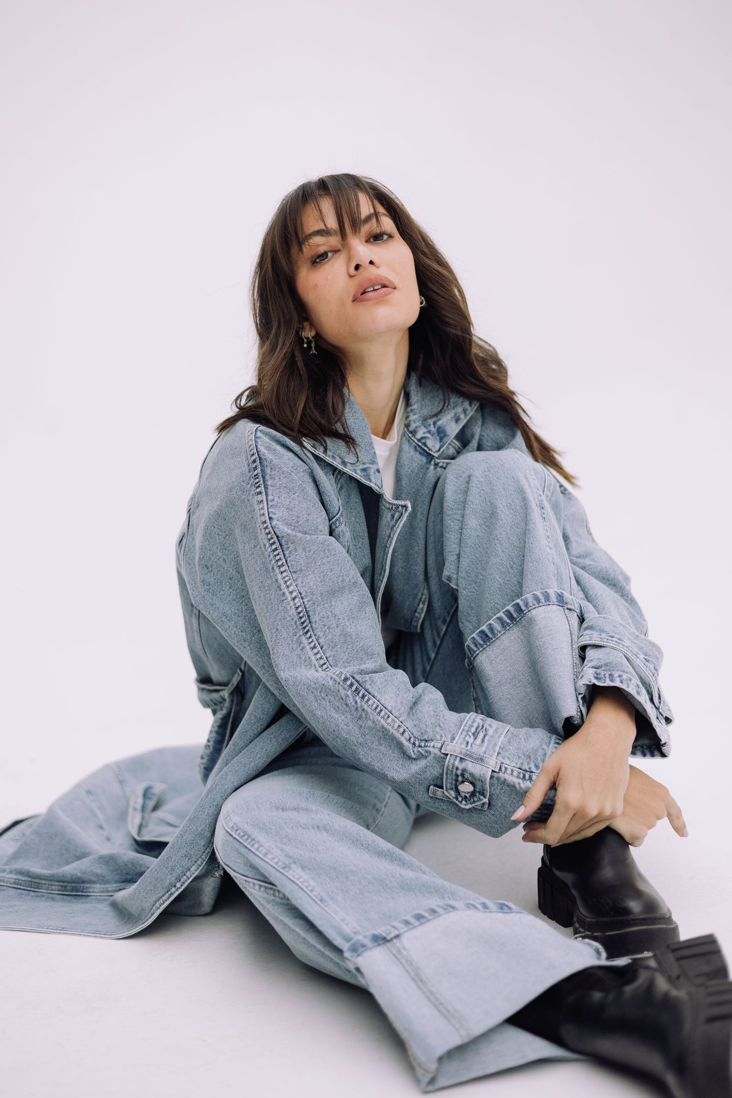 Neat-Fit Denim Coat - Washed Blue