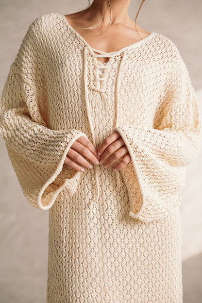 Earthy Knit Dress - Cream