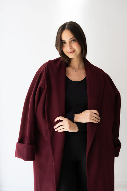 All Eyes Here Coat - Deep Burgandy