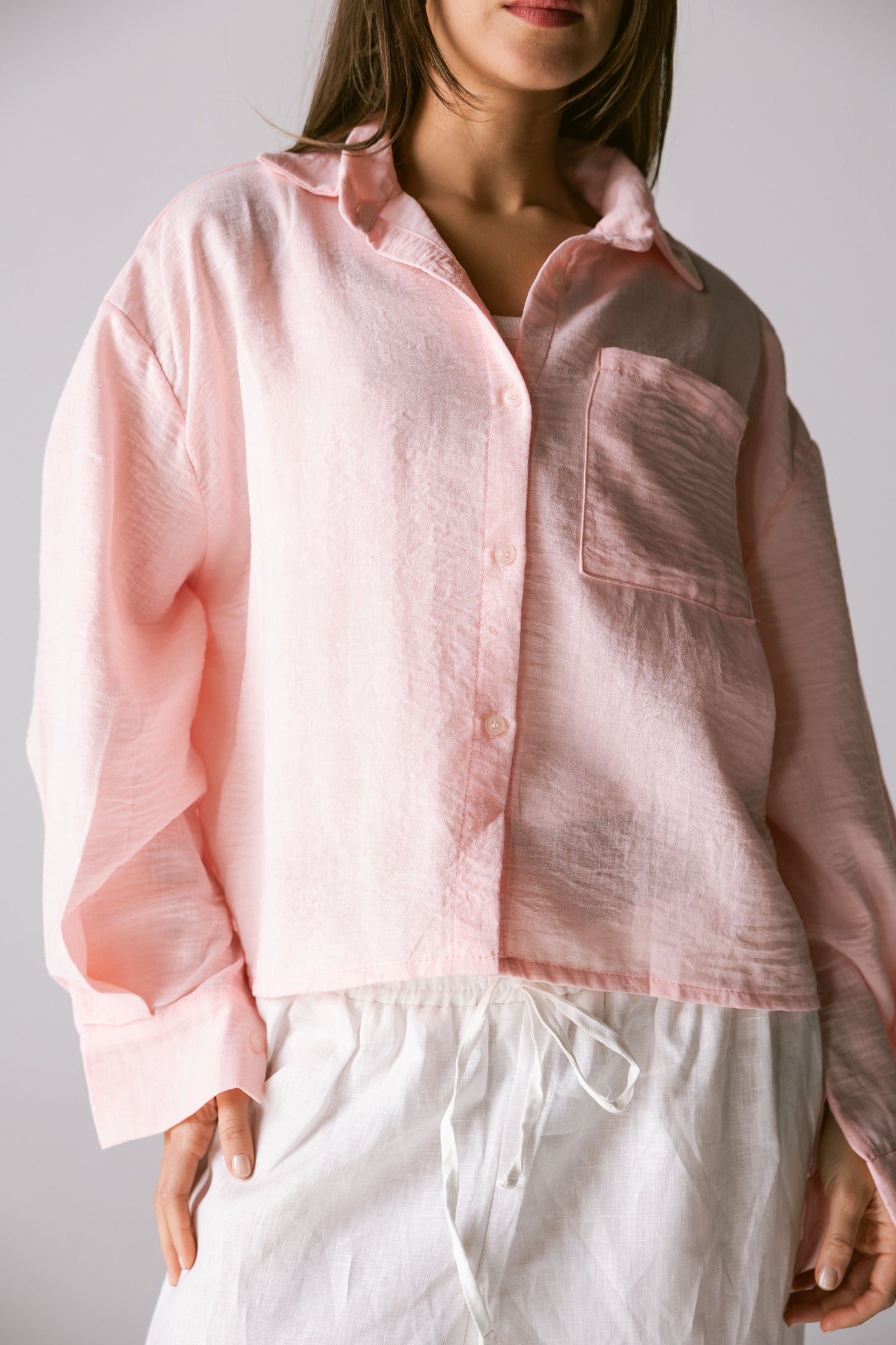 Cropped Shirt - Light Pink