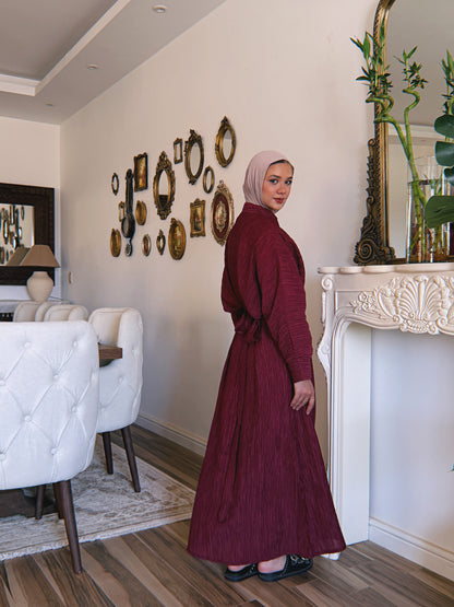 Dreamy Crinkled Dress - Deep Burgundy