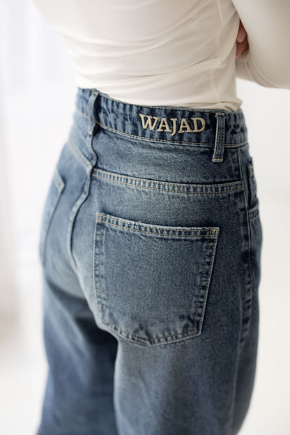 Wide Flow Denim Pants - Vintage Blue