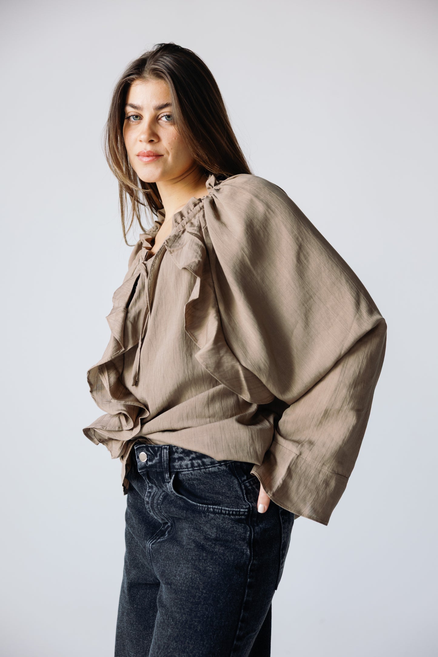Ruffles Top - Khaki