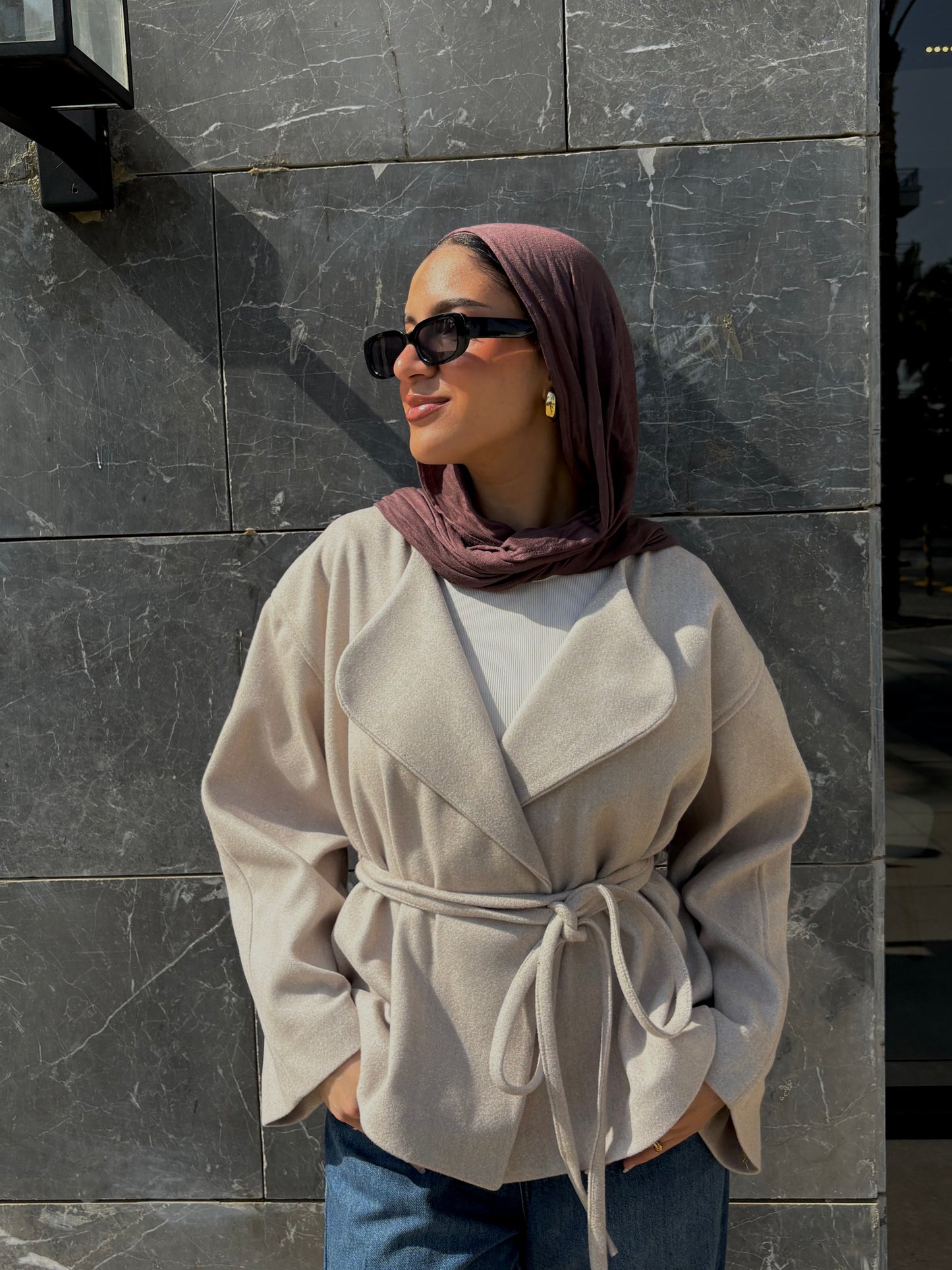 Aurora Belted Jacket - Beige