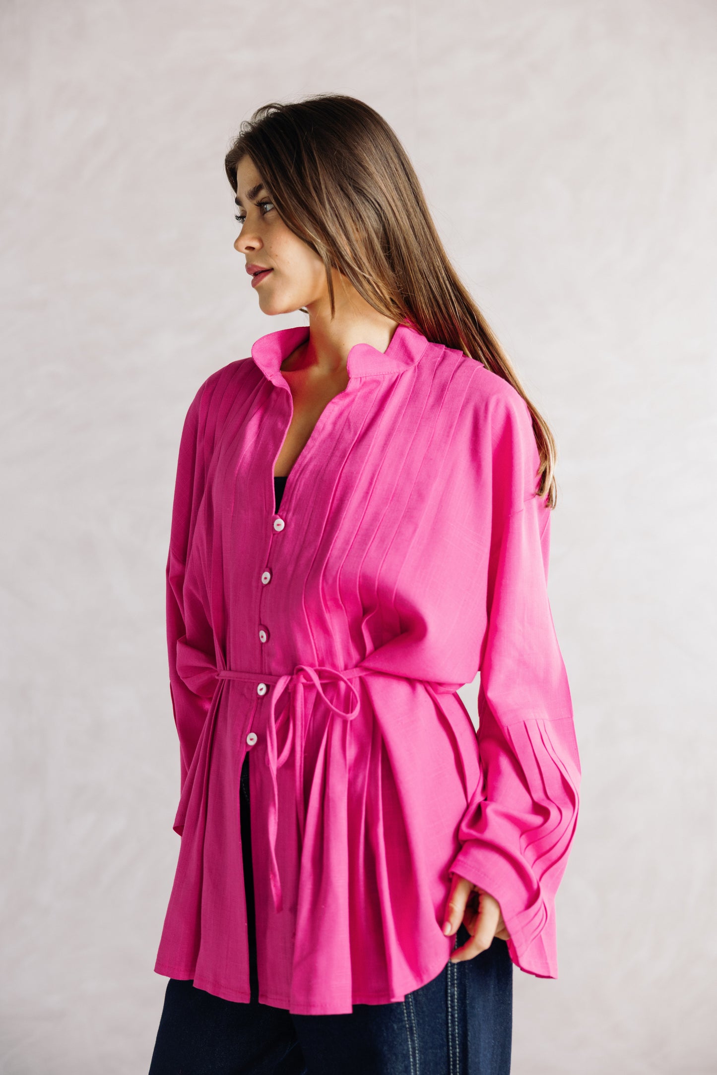 Pleated Top - Fuchsia