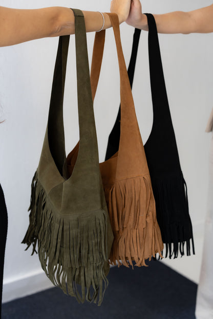 The Boho Fringe Bag - Midnight Black