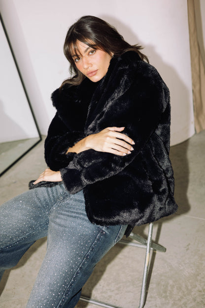 Scandi Fur Jacket - Black
