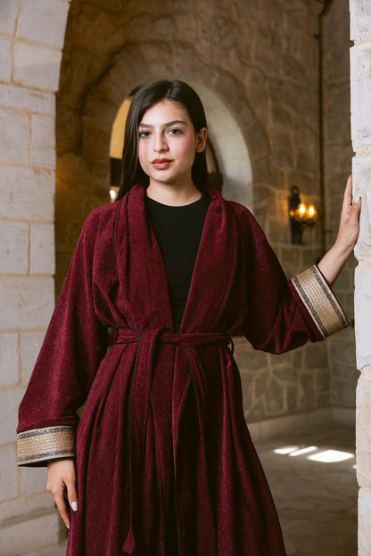 Subtle Shine Kaftan - Burgundy