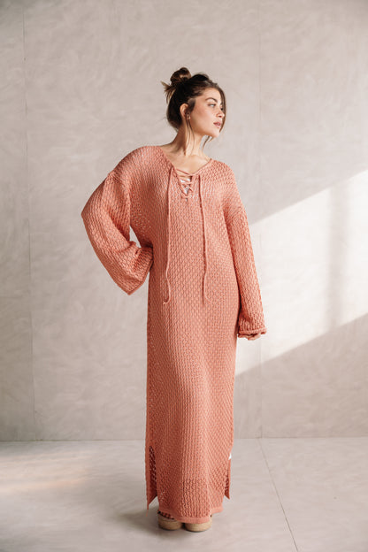 Earthy Knit Dress - Salmon