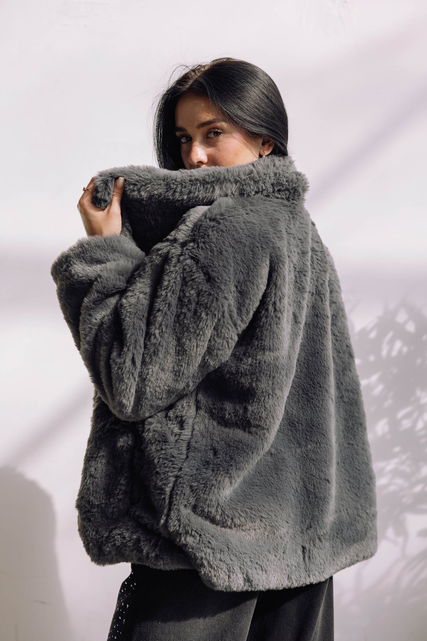 Scandi Fur Jacket - Grey
