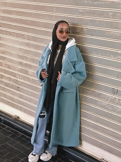 Teddy Coat - Teal Blue