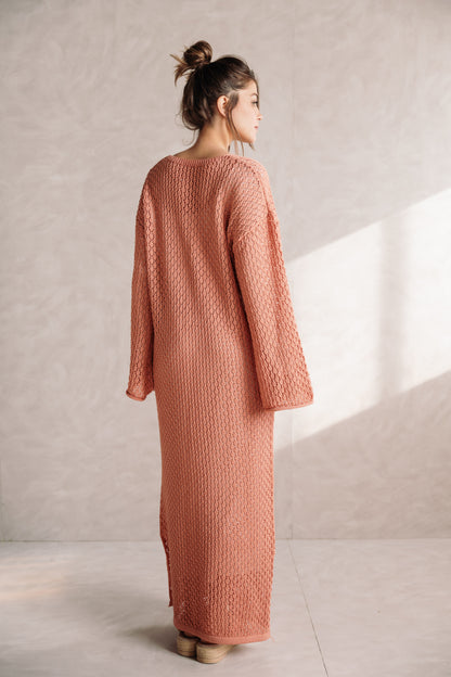 Earthy Knit Dress - Salmon