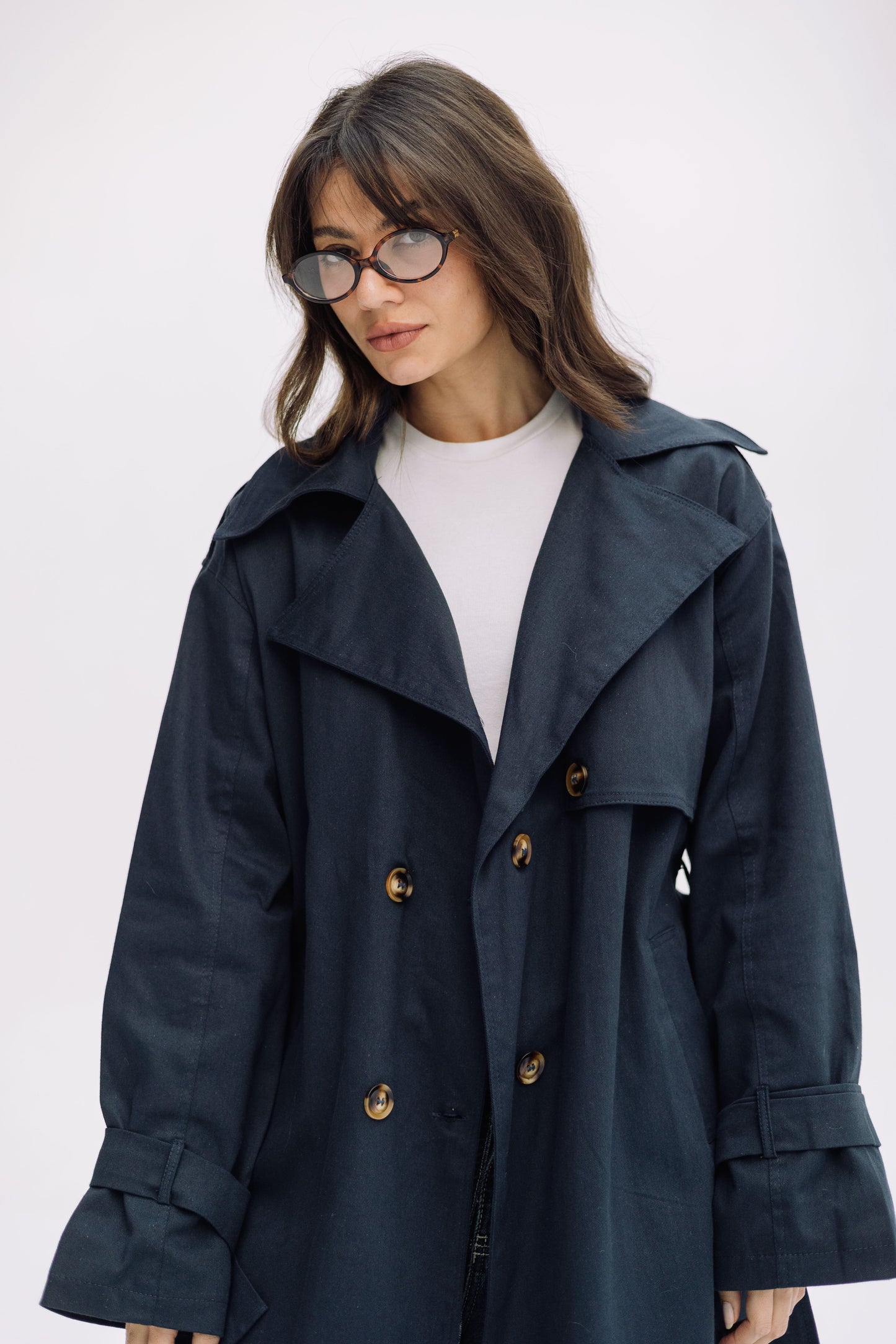 Trench Coat - Navy Blue