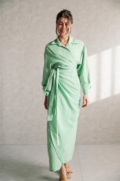 Linen Wrap Me Set - Seafoam