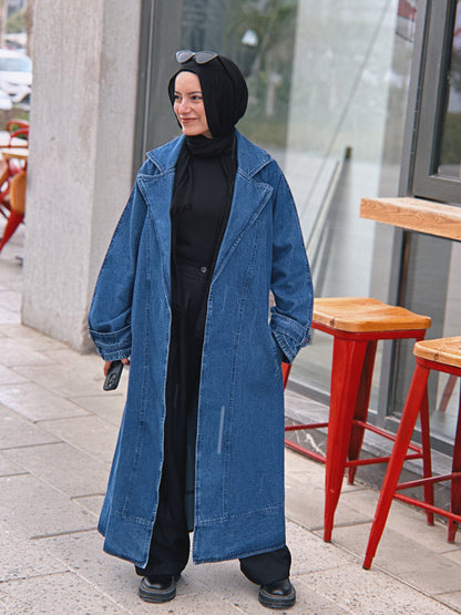 Neat-fit Denim Coat - Dusty Blue