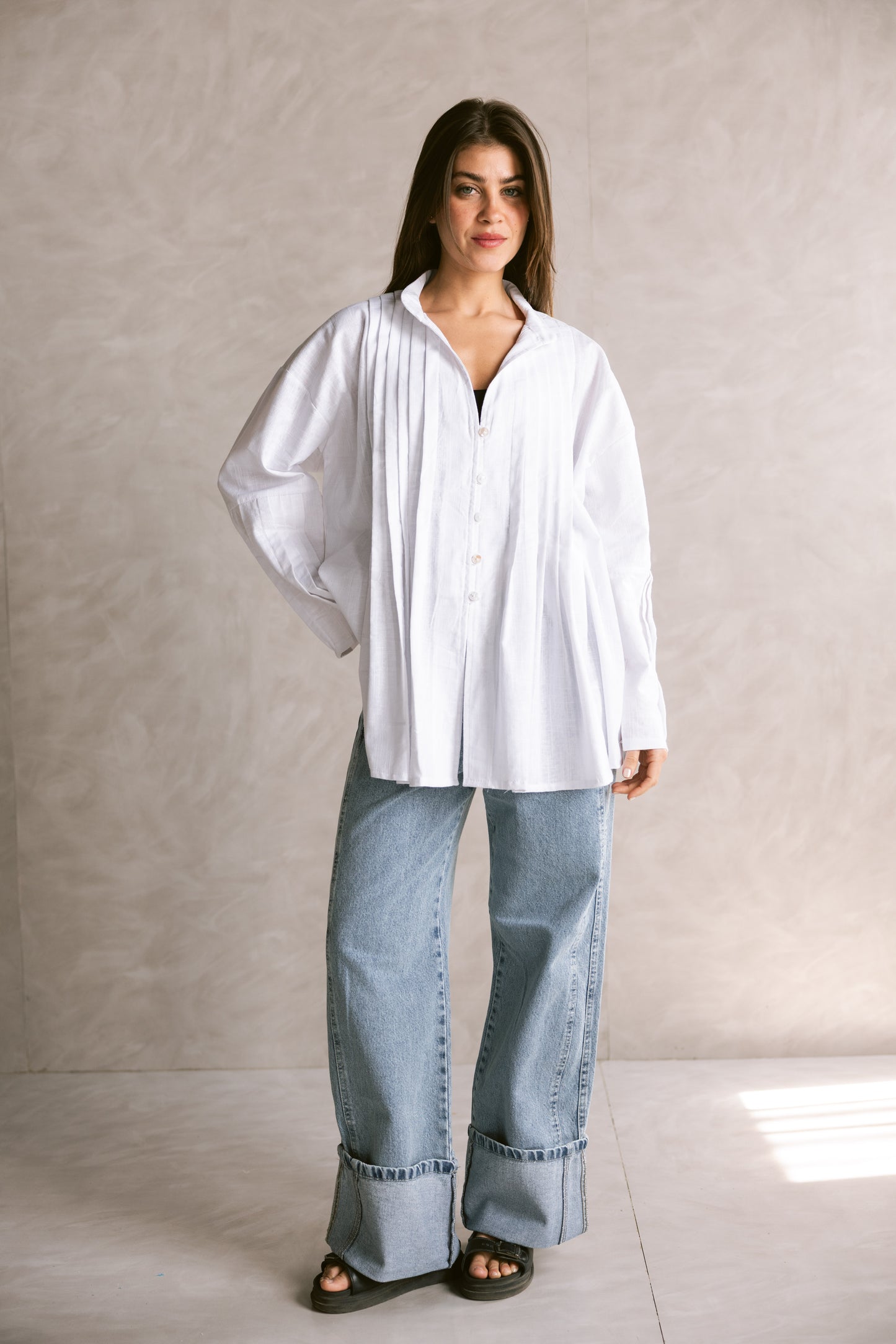 Pleated Top - White