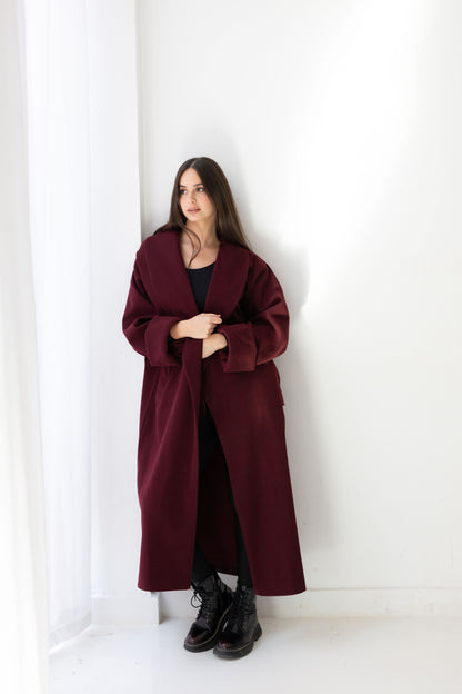 All Eyes Here Coat - Deep Burgandy