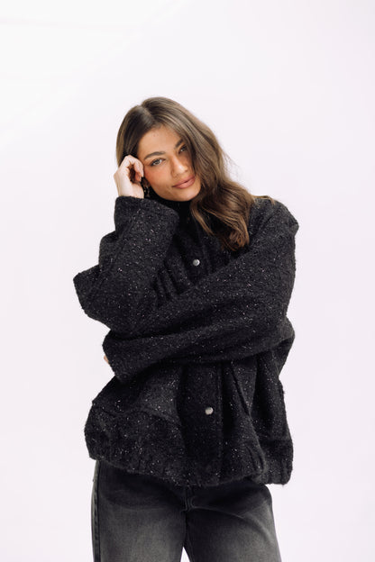 Shimmer Fluff-On Jacket - Black