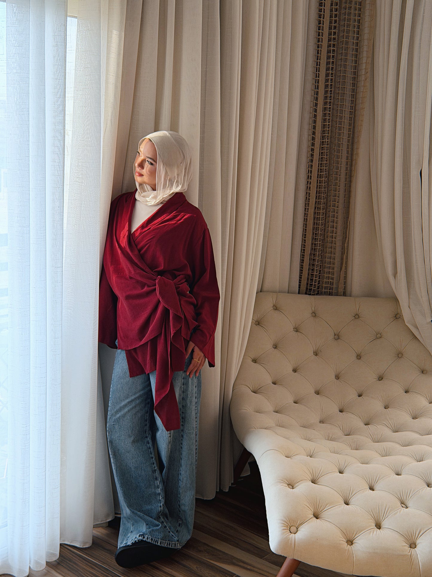 Softly Wrap Kimono - Deep Burgundy