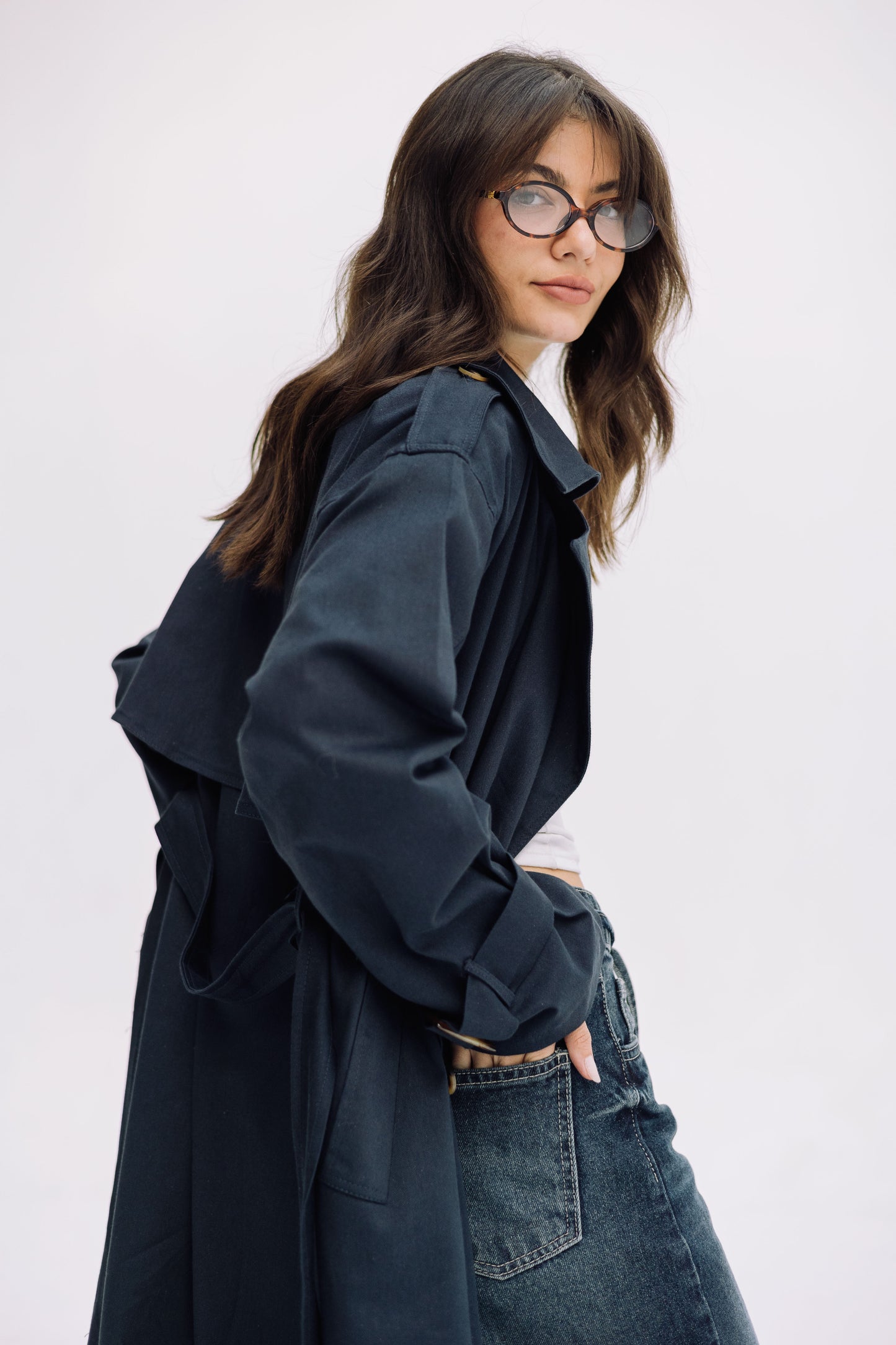 Trench Coat - Navy Blue