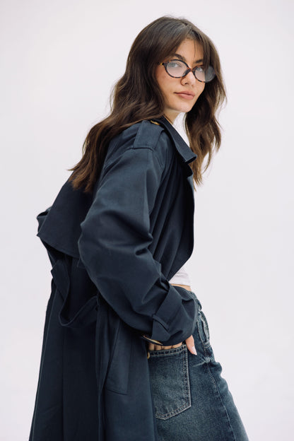 Trench Coat - Navy Blue