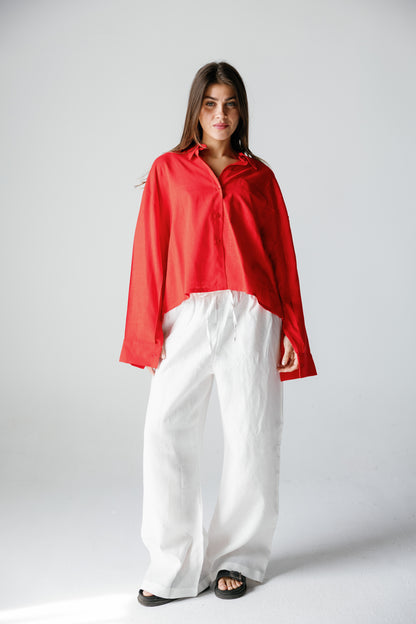 Cropped Shirt - Crimson Red