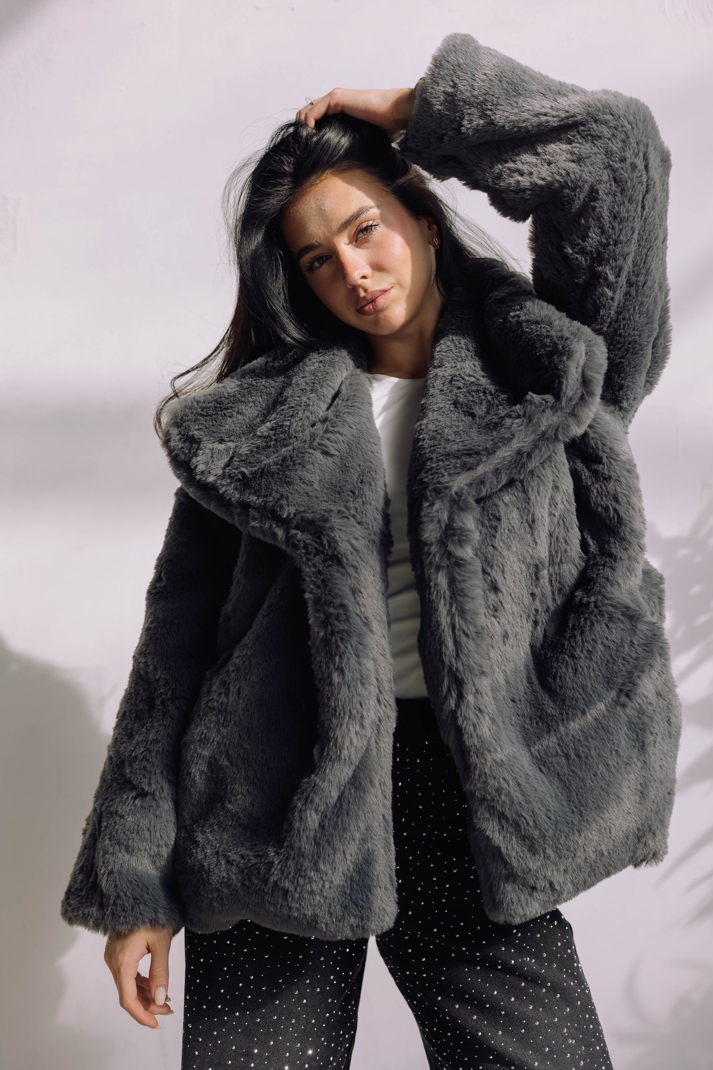 Scandi Fur Jacket - Grey