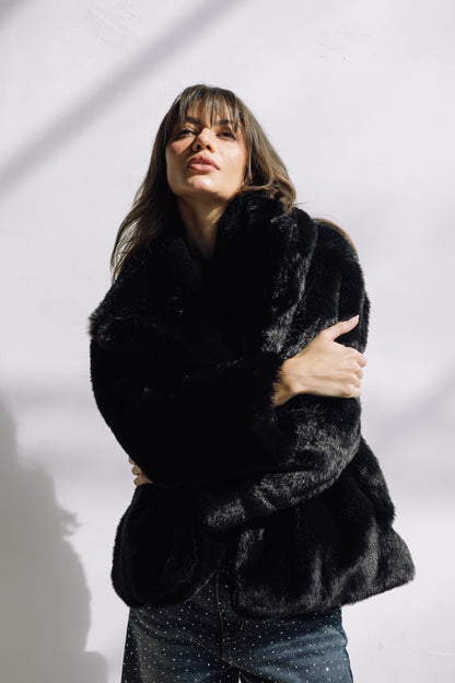 Scandi Fur Jacket - Black