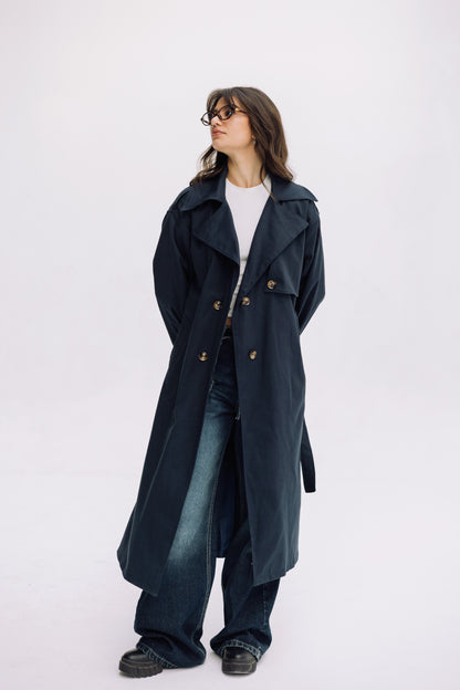 Trench Coat - Navy Blue