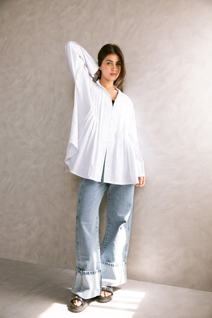 Pleated Top - White