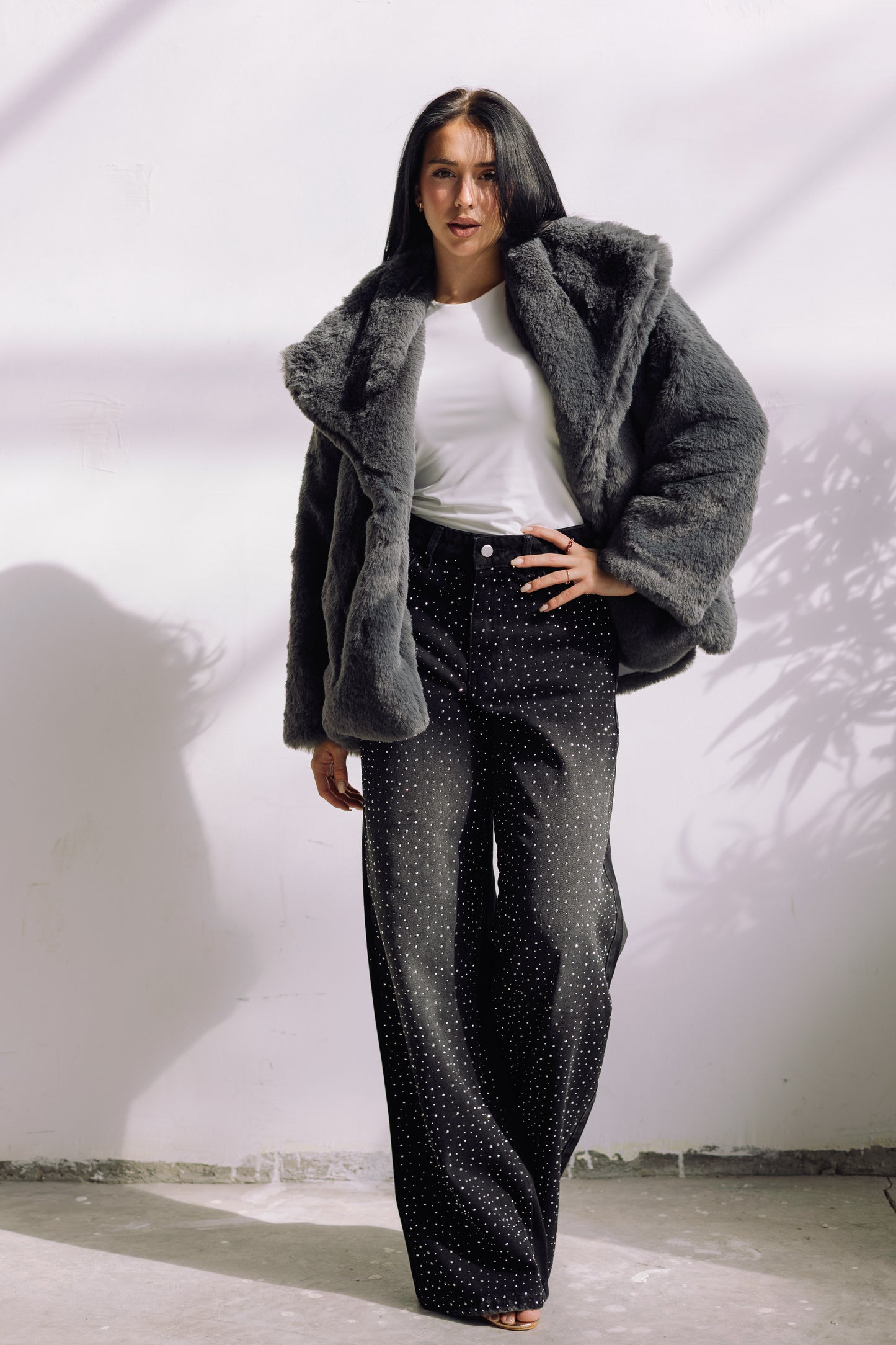 Scandi Fur Jacket - Grey