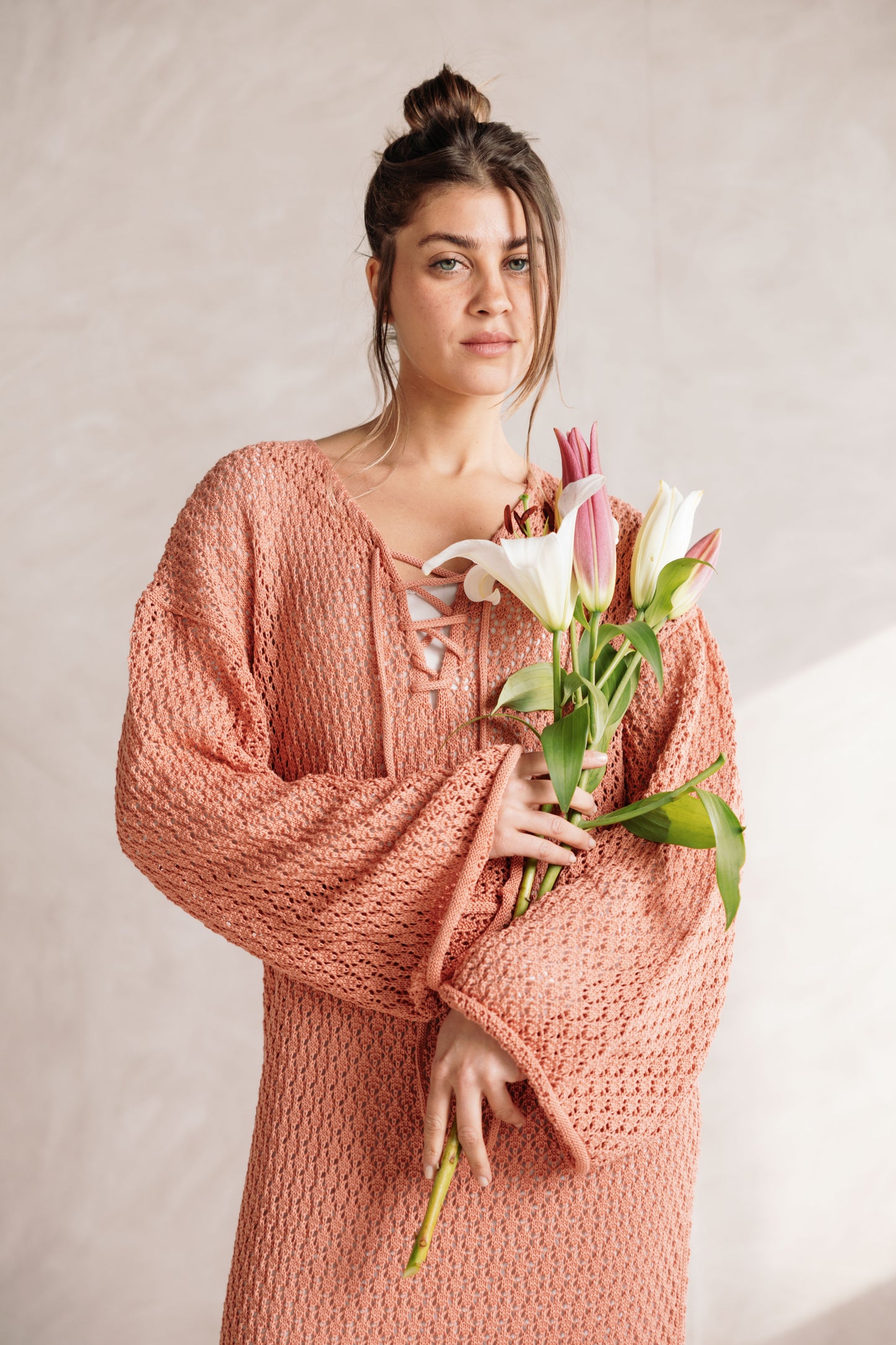 Earthy Knit Dress - Salmon