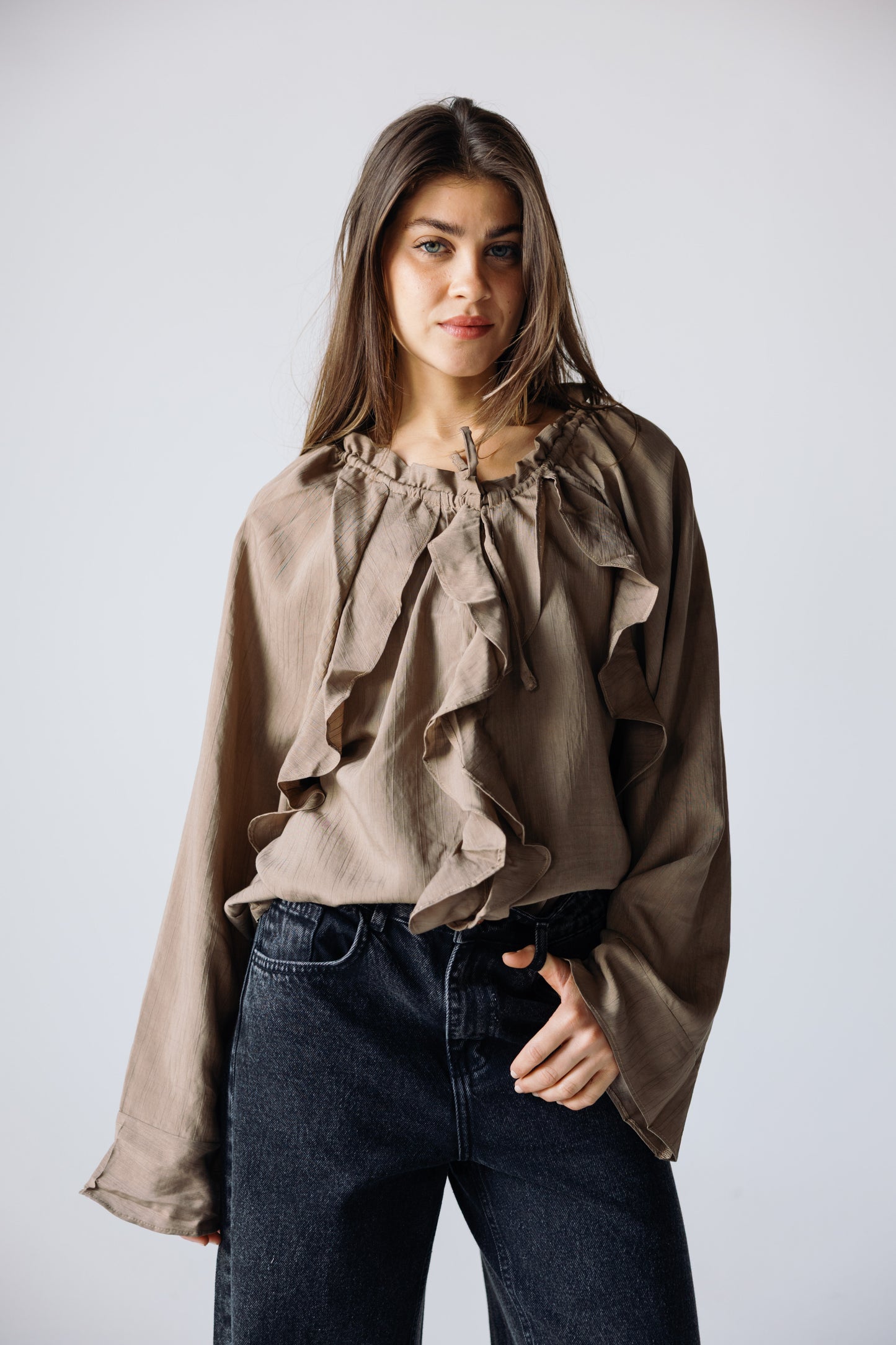 Ruffles Top - Khaki