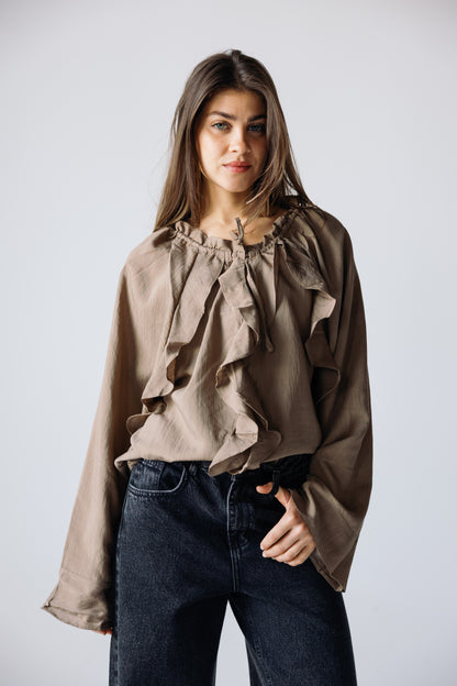 Ruffles Top - Khaki