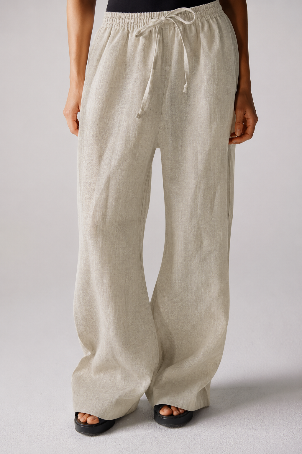 Pure Linen Pants - Dusty Beige
