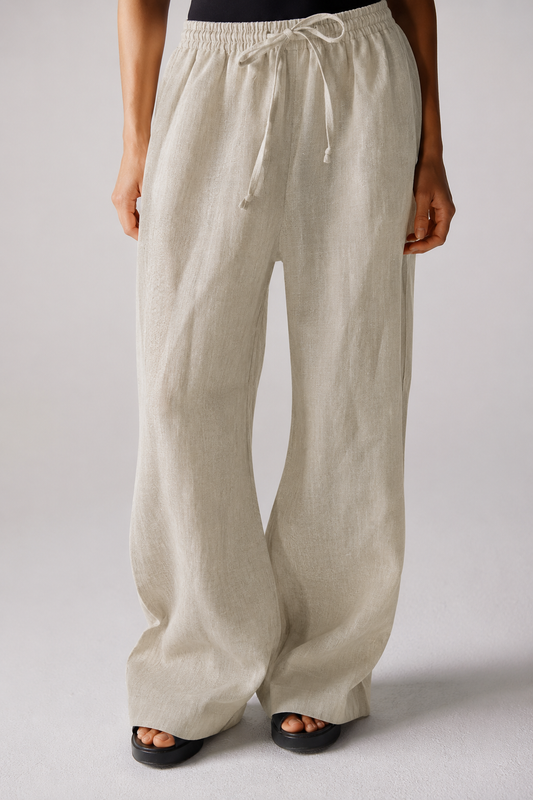 Pure Linen Pants - Dusty Beige