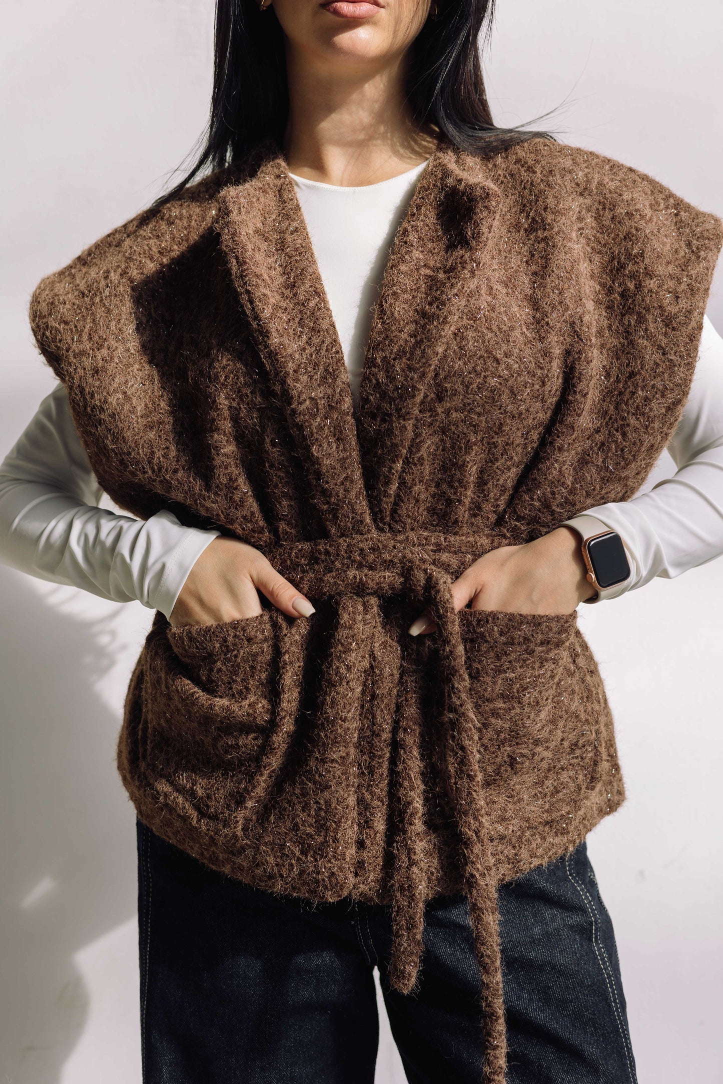 Shimmer Base Edit Vest - Brown Cocoa