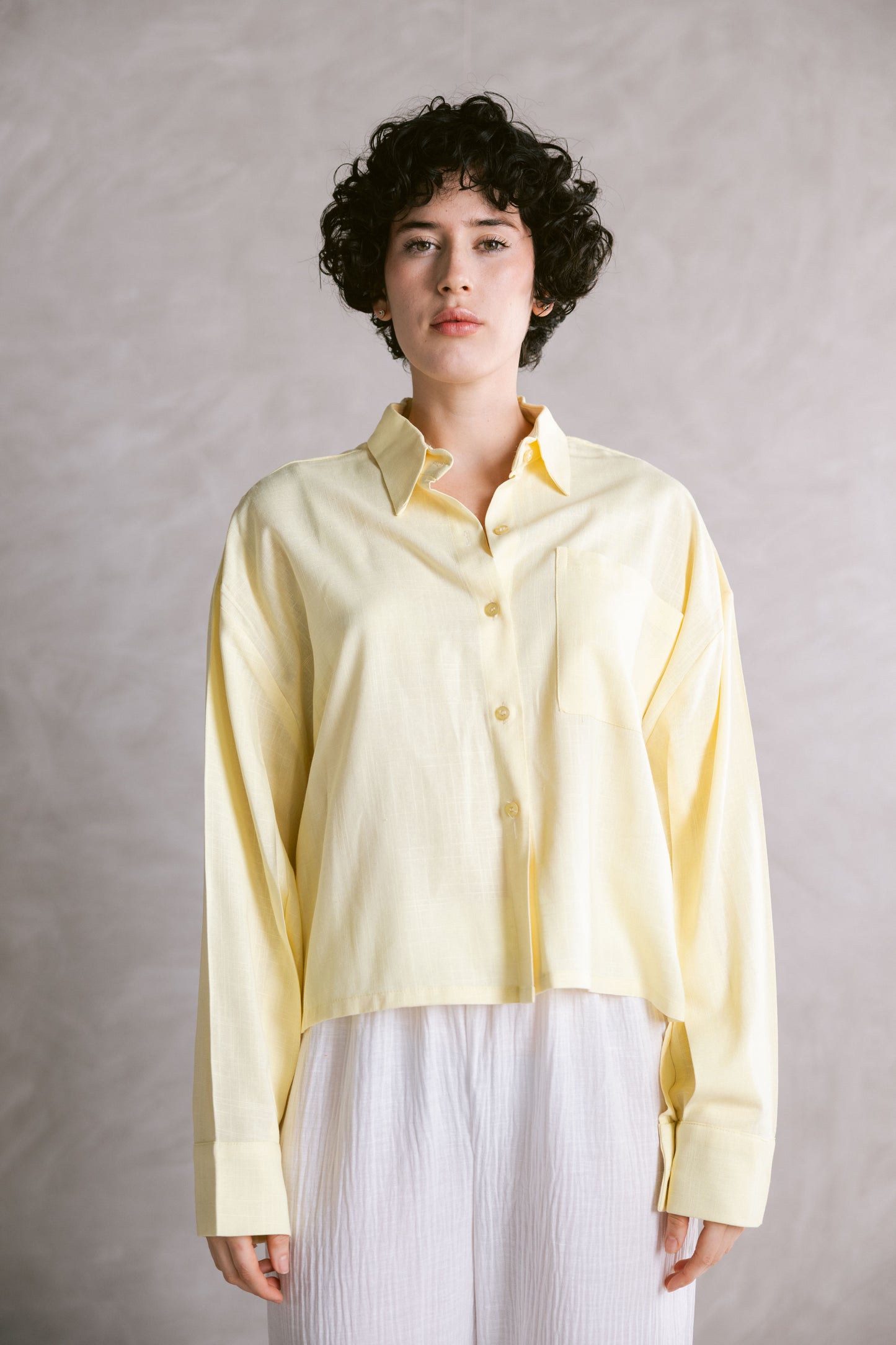 Cropped Shirt - Butter Yellow