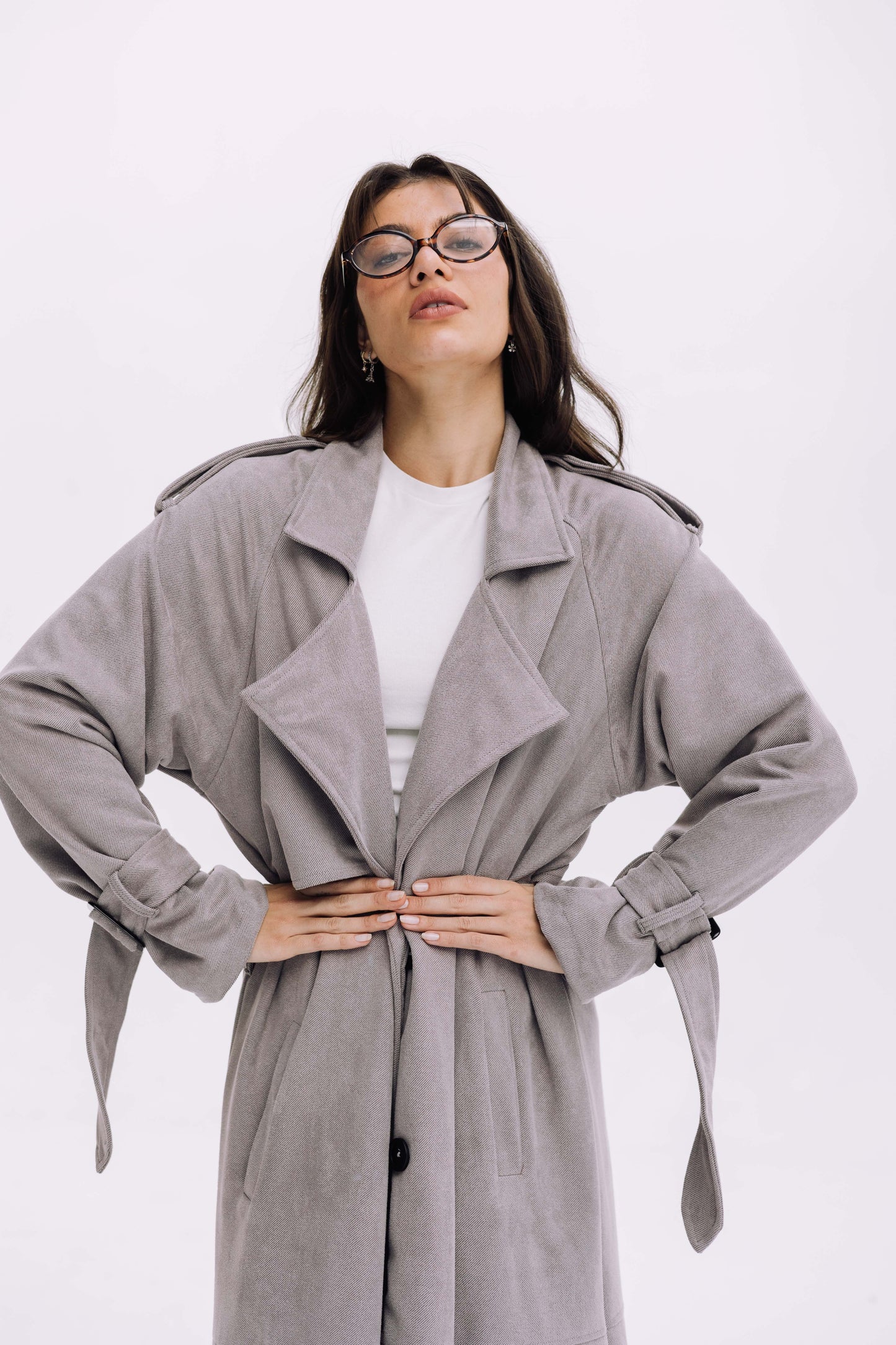 City Girl Trench Coat - Cadet Grey