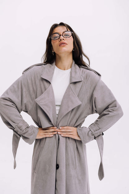 City Girl Trench Coat - Cadet Grey
