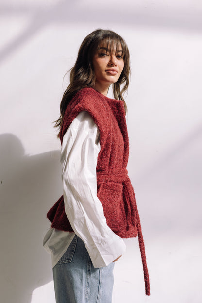 Shimmer Base Edit Vest - Mulberry Red