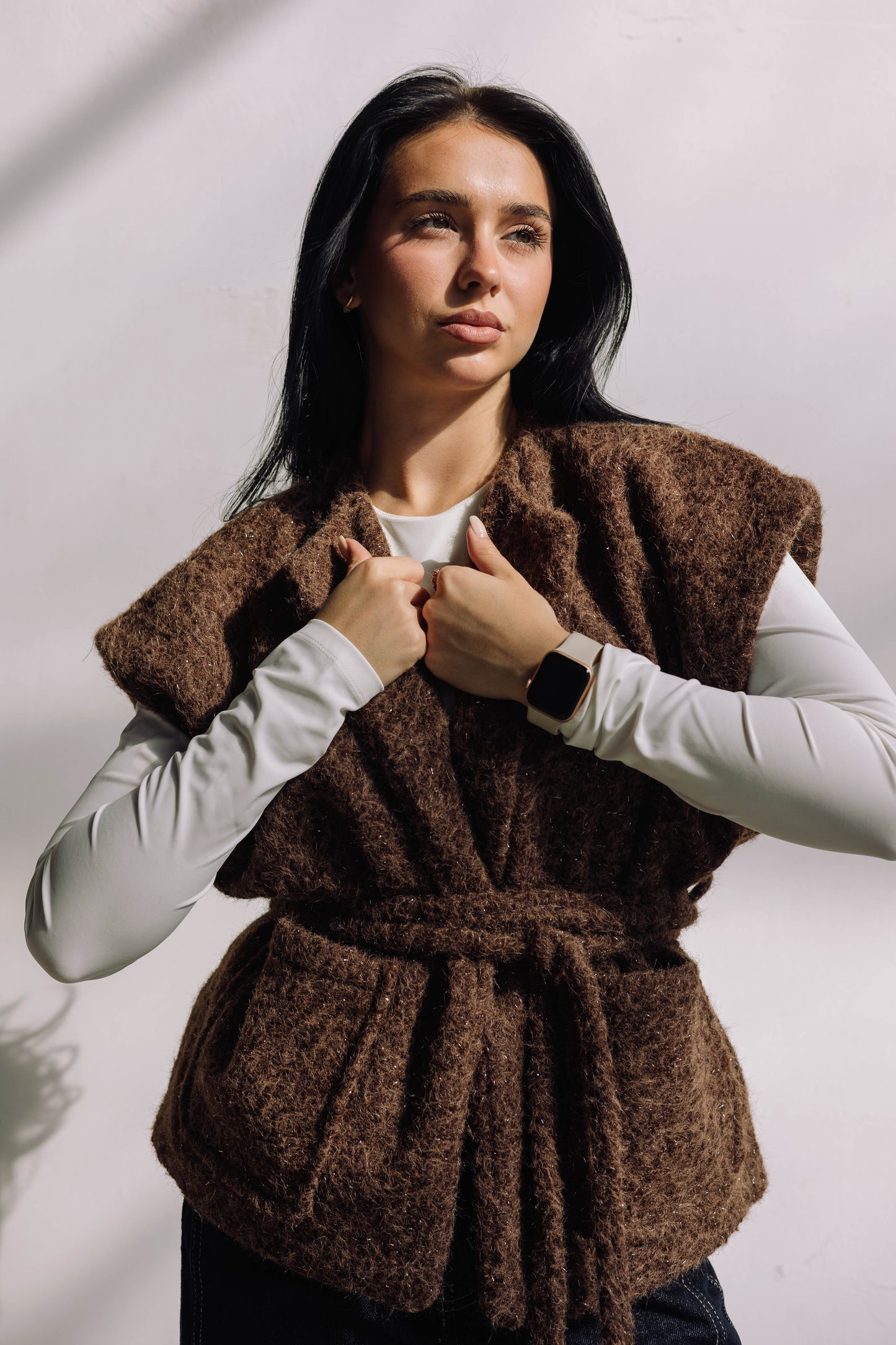 Shimmer Base Edit Vest - Brown Cocoa