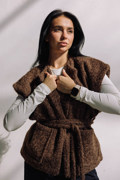 Shimmer Base Edit Vest - Brown Cocoa