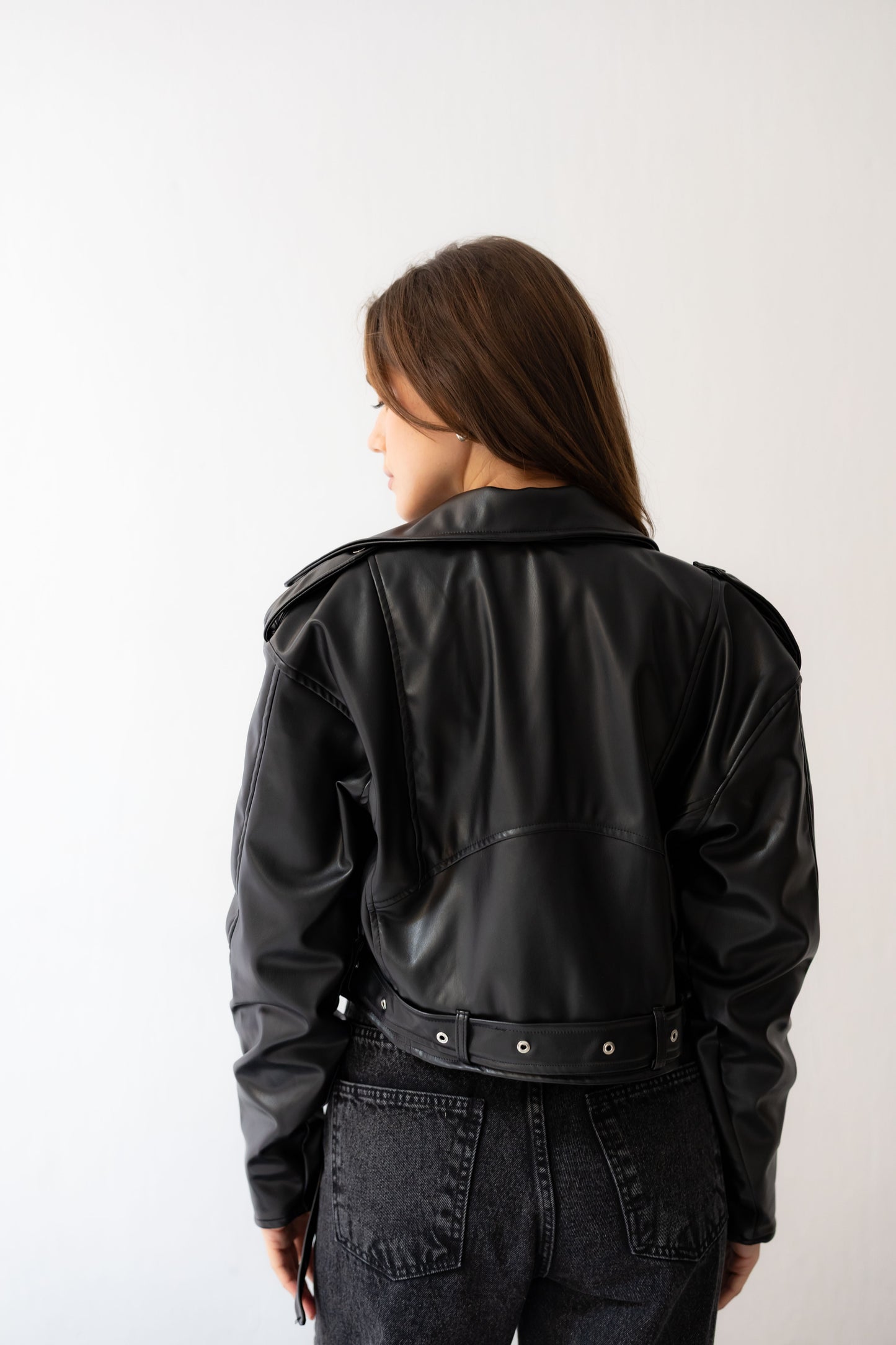 Biker Leather Jacket - Black
