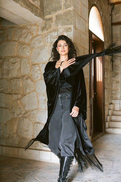 Fringe Edit Kaftan - Black